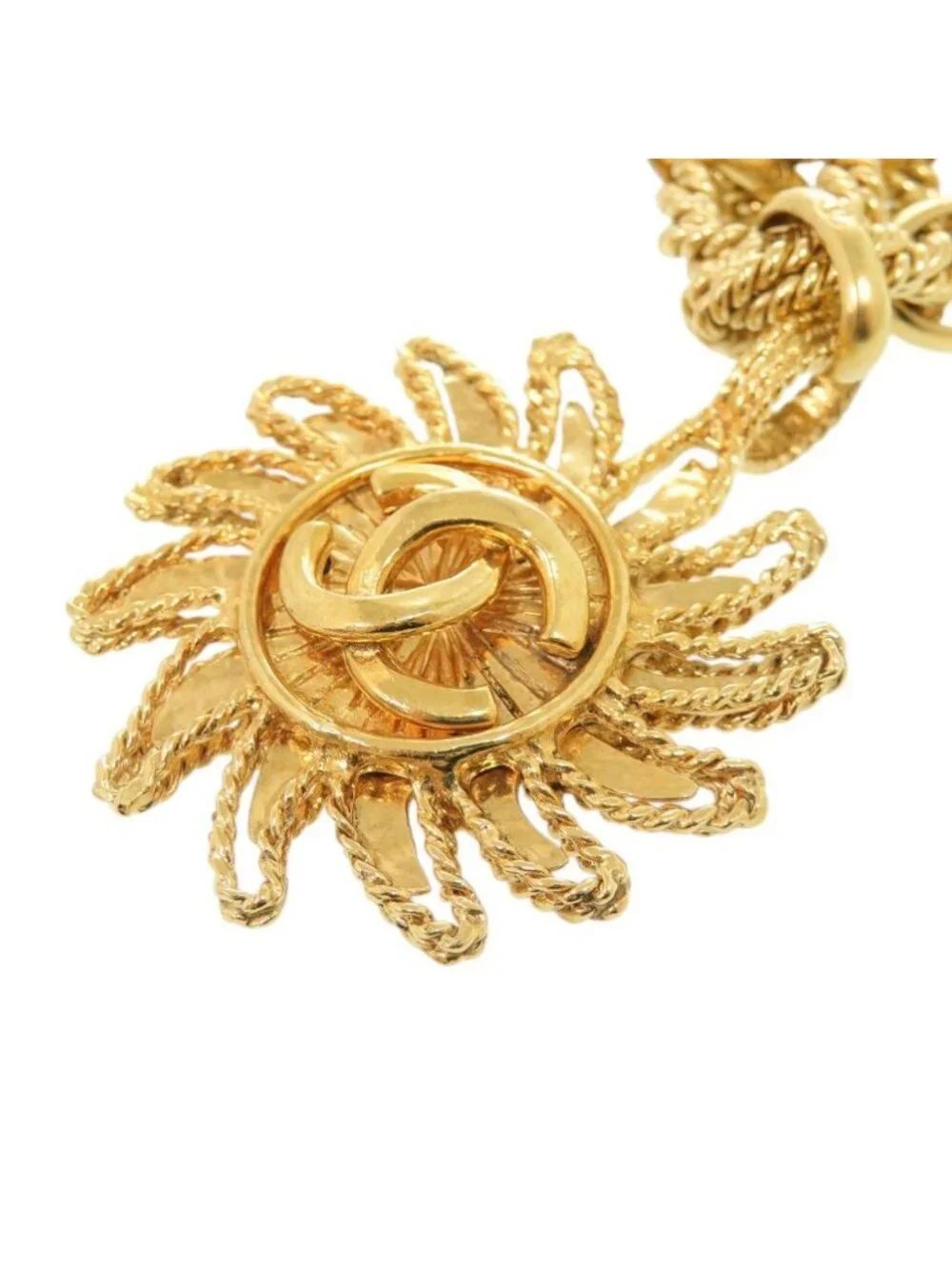 Chanel CC Logo Sun Motif Gold Plated Bracelet